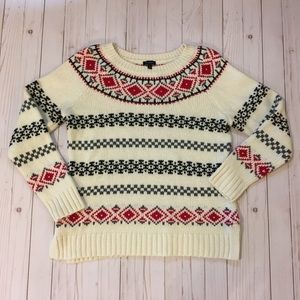 Talbots Large Fair Isle White Sweater